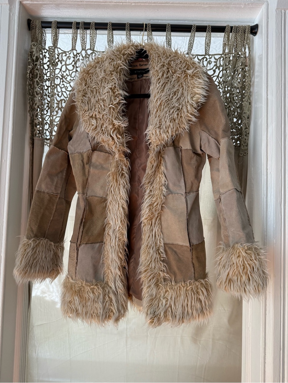 100% leather patchwork penny lane coat